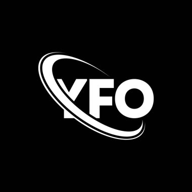 YFO logosu. YFO mektubu. YFO harfi logo tasarımı. Çember ve büyük harfli monogram logosuna bağlı baş harfler YFO logosu. Teknoloji, iş ve emlak markası için YFO tipografisi.