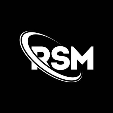 RSM logosu. RSM mektubu. RSM mektup logosu tasarımı. Çember ve büyük harfli monogram logosuna bağlı RSM logosu. Teknoloji, iş ve emlak markası için RSM tipografisi.