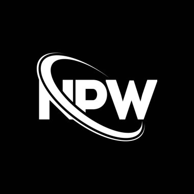 NPW logosu. NPW mektubu. NPW harf logosu tasarımı. Çember ve büyük harfli monogram logosuna bağlı NPW logosu. Teknoloji, iş ve emlak markası için NPW tipografisi.