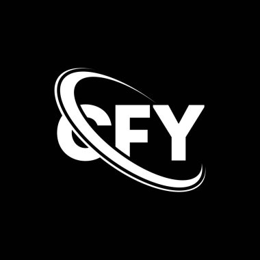 CFY logosu. CFY mektubu. CFY harf logosu tasarımı. Çember ve büyük harfli monogram logosuyla birleştirilmiş CFY logosu. Teknoloji, iş ve emlak markası için CFY tipografisi.