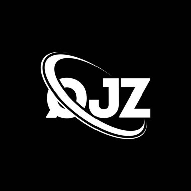 QJZ logosu. QJZ harfi. QJZ harf logosu tasarımı. Çember ve büyük harfli monogram logosuna bağlı QJZ logosu. QJZ teknoloji, iş ve emlak markası tipografisi.