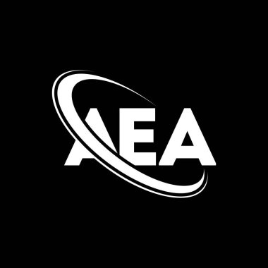 AEA logosu. AEA mektubu. AEA harf logosu tasarımı. Çember ve büyük harfli monogram logosuna bağlı baş harfler AEA logosu. Teknoloji, iş ve emlak markası için AEA tipografisi.