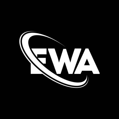 EWA logosu. EWA mektubu. EWA mektup logosu tasarımı. Çember ve büyük harfli monogram logosuyla EWA logosunun baş harfleri. Teknoloji, iş ve emlak markası için EWA tipografisi.