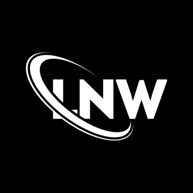 LNW logosu. LNW mektubu. LNW harfli logo tasarımı. Çember ve büyük harfli monogram logosuyla birleştirilmiş LNW logosu. Teknoloji, iş ve emlak markası için LNW tipografisi.
