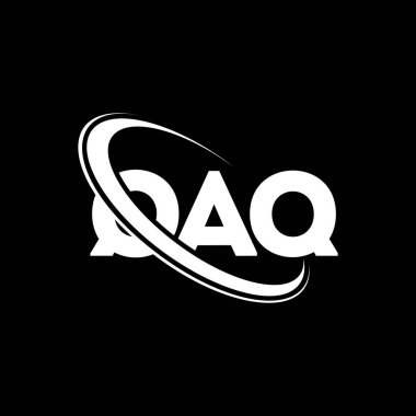 QAQ logosu. QAQ mektubu. QAQ harfi logo tasarımı. Çember ve büyük harfli monogram logosuna bağlı QAQ logosu. Teknoloji, iş ve emlak markası için QAQ tipografisi.