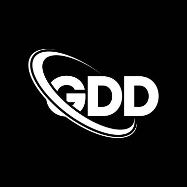 GDD logosu. GDD mektubu. GDD harfi logo tasarımı. Çember ve büyük harfli monogram logosuna bağlı GDD logosu. Teknoloji, iş ve emlak markası için GDD tipografisi.