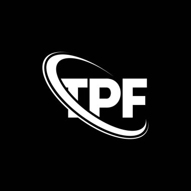 TPF logosu. TPF mektubu. TPF harf logosu tasarımı. Çember ve büyük harfli monogram logosuna bağlı baş harfler TPF logosu. Teknoloji, iş ve emlak markası için TPF tipografisi.