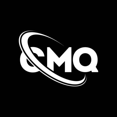 CMQ logosu. CMQ mektubu. CMQ harf logosu tasarımı. Çember ve büyük harfli monogram logosuna bağlı baş harfler. Teknoloji, iş ve emlak markası için CMQ tipografisi.