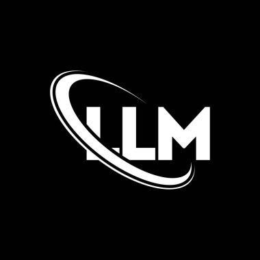 LLM logosu. LLM mektubu. LLM mektup logosu tasarımı. Çember ve büyük harfli monogram logosuna bağlı ilk LLM logosu. Teknoloji, iş ve emlak markası için LLM tipografisi.
