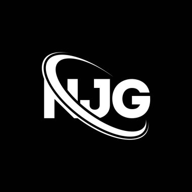 NJG logosu. NJG mektubu. NJG harf logosu tasarımı. Çember ve büyük harfli monogram logosuna bağlı baş harfler NJG logosu. Teknoloji, iş ve emlak markası için NJG tipografisi.