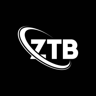 ZTB logosu. ZTB harfi. ZTB harfli logo tasarımı. Çember ve büyük harfli monogram logosuna bağlı baş harfler ZTB logosu. Teknoloji, iş ve emlak markası için ZTB tipografisi.