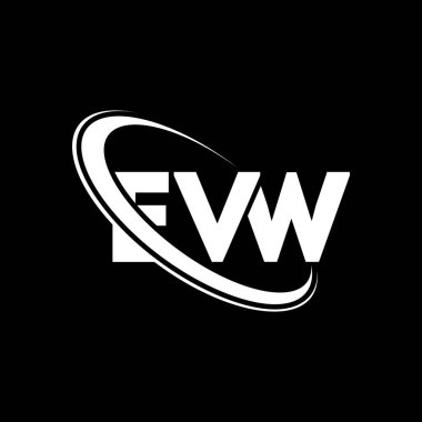 EVW logosu. EVW mektubu. EVW harf logosu tasarımı. Çember ve büyük harfli monogram logosuyla birleştirilmiş EVW logosu. Teknoloji, iş ve emlak markası EVW tipografisi.
