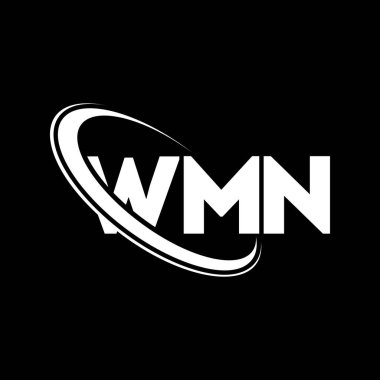 WMN logosu. WMN mektubu. WMN harf logosu tasarımı. Çember ve büyük harfli monogram logosuna bağlı baş harfler WMN logosu. Teknoloji, iş ve emlak markası için WMN tipografisi.