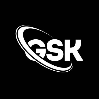 GSK logosu. GSK mektubu. GSK harf logosu tasarımı. Çember ve büyük harfli monogram logosuyla birleştirilmiş GSK logosu. Teknoloji, iş ve emlak markası için GSK tipografisi.