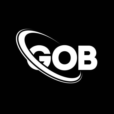 GOB logosu. GOB mektubu. GOB harfli logo tasarımı. Çember ve büyük harfli monogram logosuna bağlı GOB logosu. Teknoloji, iş ve emlak markası için GOB tipografisi.