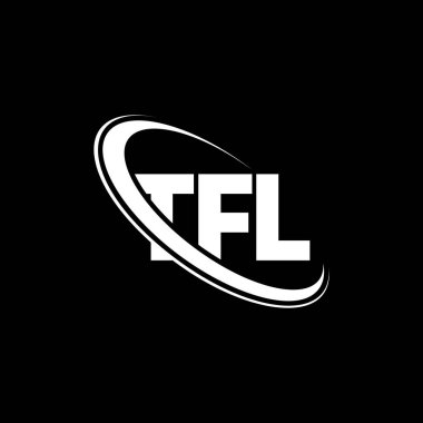 TFL logosu. TFL mektubu. TFL harf logosu tasarımı. Çember ve büyük harfli monogram logosuna bağlı TFL logosu. Teknoloji, iş ve emlak markası için TFL tipografisi.