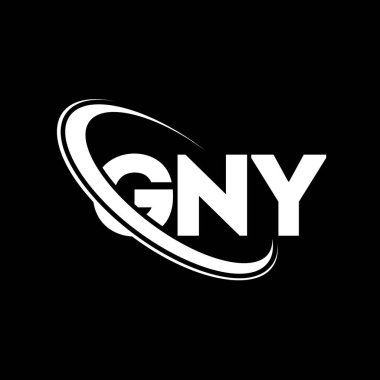 GNY logosu. GNY mektubu. GNY harf logosu tasarımı. Çember ve büyük harfli monogram logosuyla birleştirilmiş GNY logosu. Teknoloji, iş ve emlak markası için GNY tipografisi.