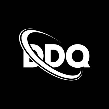 DDQ logosu. DDQ mektubu. DDQ mektup logosu tasarımı. Daire ve büyük harfli monogram logosuna bağlı baş harfler. Teknoloji, iş ve emlak markası için DDQ tipografisi.