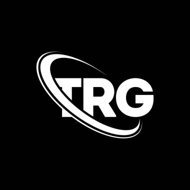 TRG logosu. TRG mektubu. TRG harf logo tasarımı. Çember ve büyük harfli monogram logosuna bağlı baş harfler TRG logosu. Teknoloji, iş ve emlak markası için TRG tipografisi.