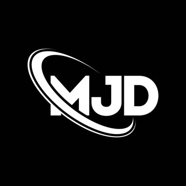 MJD logosu. MJD mektubu. MJD mektup logosu tasarımı. Çember ve büyük harfli monogram logosuna bağlı MJD logosu. Teknoloji, iş ve emlak markası için MJD tipografisi.