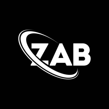 ZAB logosu. ZAB mektubu. ZAB harfli logo tasarımı. Çember ve büyük harfli monogram logosuna bağlı baş harfler ZAB logosu. Teknoloji, iş ve emlak markası için ZAB tipografisi.