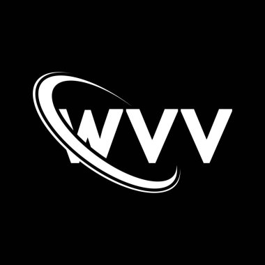 WVV logosu. WVV mektubu. WVV mektup logosu tasarımı. Çember ve büyük harfli monogram logosuna bağlı WVV logosu. Teknoloji, iş ve emlak markası için WVV tipografisi.