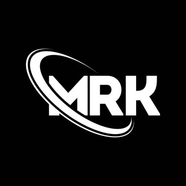 MRK logosu. MRK mektubu. MRK harf logosu tasarımı. Çember ve büyük harfli monogram logosuna bağlı MRK logosu. Teknoloji, iş ve emlak markası için MRK tipografisi.