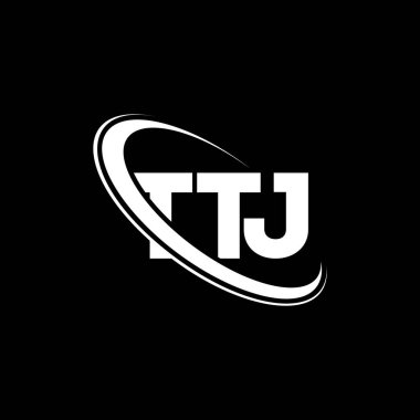 TTJ logosu. TTJ mektubu. TTJ harf logosu tasarımı. Çember ve büyük harfli monogram logosuna bağlı TTJ logosu. Teknoloji, iş ve emlak markası için TTJ tipografisi.