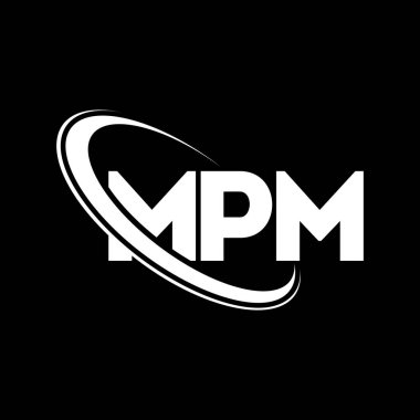 MPM logosu. MPM mektubu. MPM mektup logosu tasarımı. Çember ve büyük harfli monogram logosuna bağlı MPM logosu. MPM teknoloji, iş ve emlak markası tipografisi.
