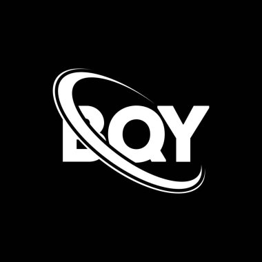 BQY logosu. BQY mektubu. BQY harf logosu tasarımı. Çember ve büyük harfli monogram logosuna bağlı baş harfler. Teknoloji, iş ve emlak markası için BQY tipografisi.