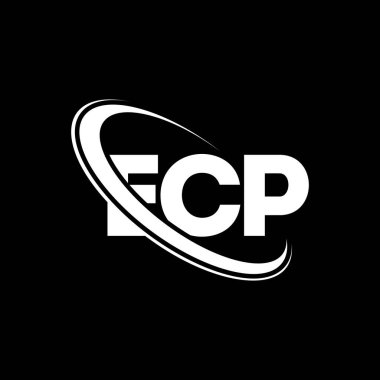 ECP logosu. ECP mektubu. ECP harf logosu tasarımı. Çember ve büyük harfli monogram logosuyla ECP logosu. Teknoloji, iş ve emlak markası için ECP tipografisi.