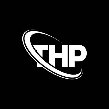 THP logosu. THP mektubu. THP harf logosu tasarımı. Çember ve büyük harfli monogram logosuna bağlı THP logosu. Teknoloji, iş ve emlak markası için THP tipografisi.