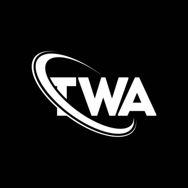 TWA logosu. TWA mektubu. TWA mektup logosu tasarımı. Çember ve büyük harfli monogram logosuna bağlı TWA logosu. Teknoloji, iş ve emlak markası için TWA tipografisi.