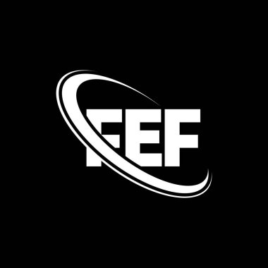 FEF logosu. FEF mektubu. FEF mektup logosu tasarımı. Çember ve büyük harfli monogram logosuna bağlı FEF logosu. Teknoloji, iş ve emlak markası için FEF tipografisi.