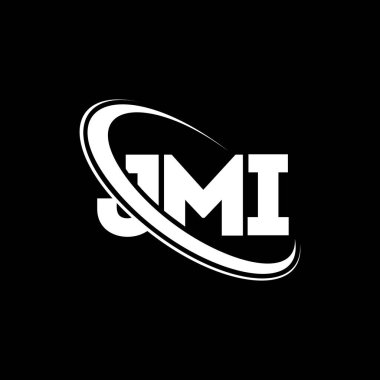 JMI logosu. JMI mektubu. JMI harf logosu tasarımı. Çember ve büyük harfli monogram logosuyla birleştirilmiş JMI logosu. Teknoloji, iş ve emlak markası için JMI tipografisi.