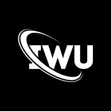 IWU logosu. IWU mektubu. IWU mektup logosu tasarımı. Çember ve büyük harfli monogram logosuna bağlı ilk IWU logosu. Teknoloji, iş ve emlak markası için IWU tipografisi.