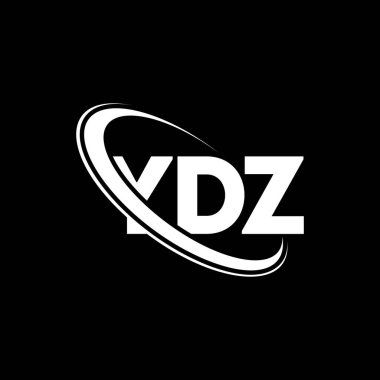 YDZ logosu. YDZ harfi. YDZ harf logosu tasarımı. Çember ve büyük harfli monogram logosuna bağlı baş harfler YDZ logosu. Teknoloji, iş ve emlak markası için YDZ tipografisi.