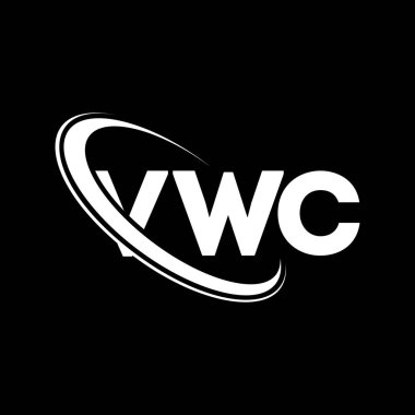 VWC logosu. VWC mektubu. VWC mektup logosu tasarımı. Çember ve büyük harfli monogram logosuna bağlı baş harfler VWC logosu. Teknoloji, iş ve emlak markası için VWC tipografisi.