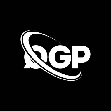 QGP logosu. QGP harfi. QGP harf logosu tasarımı. Çember ve büyük harfli monogram logosuna bağlı QGP logosu. Teknoloji, iş ve emlak markası için QGP tipografisi.