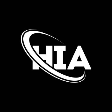 HIA logosu. HIA mektubu. HIA mektup logosu tasarımı. Çember ve büyük harfli monogram logosuna bağlı olan HIA logosu. Teknoloji, iş ve emlak markası için HIA tipografisi.