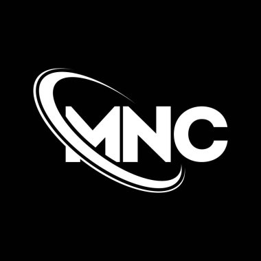 MNC logosu. MNC mektubu. MNC mektup logosu tasarımı. Çember ve büyük harfli monogram logosuna bağlı baş harfler. Teknoloji, iş ve emlak markası için MNC tipografisi.