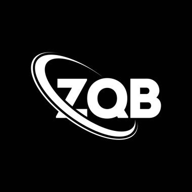 ZQB logosu. ZQB harfi. ZQB harfli logo tasarımı. Çember ve büyük harfli monogram logosuna bağlı baş harfler ZQB logosu. Teknoloji, iş ve emlak markası için ZQB tipografisi.