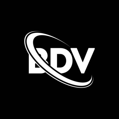 BDV logosu. BDV mektubu. BDV harf logosu tasarımı. Çember ve büyük harfli monogram logosuna bağlı baş harfler BDV. Teknoloji, iş ve emlak markası için BDV tipografisi.