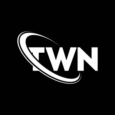 TWN logosu. TWN mektubu. TWN harfi logo tasarımı. Çember ve büyük harfli monogram logosuna bağlı TWN logosu. Teknoloji, iş ve emlak markası için TWN tipografisi.