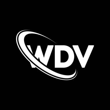 WDV logosu. WDV mektubu. WDV mektup logosu tasarımı. Çember ve büyük harfli monogram logosuna bağlı WDV logosu. Teknoloji, iş ve emlak markası için WDV tipografisi.