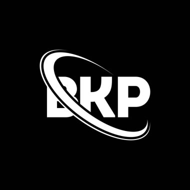 BKP logosu. BKP mektubu. BKP harf logosu tasarımı. Çember ve büyük harfli monogram logosuyla birleştirilmiş BKP logosu. Teknoloji, iş ve emlak markası için BKP tipografisi.