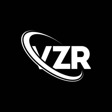 VZR logosu. VZR harfi. VZR harf logosu tasarımı. Çember ve büyük harfli monogram logosuna bağlı baş harfler VZR logosu. Teknoloji, iş ve emlak markası için VZR tipografisi.