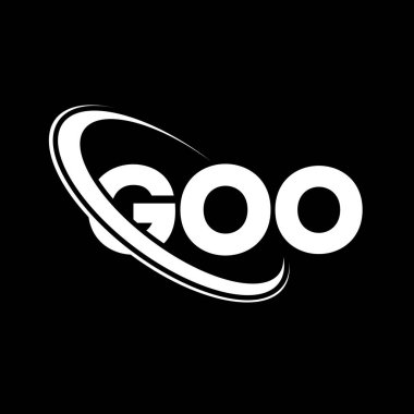 Goo logosu. Goo mektubu. Goo harfli logo tasarımı. Çember ve büyük harfli monogram logosuna bağlı ilk GOO logosu. Teknoloji, iş ve emlak markası için GOO tipografisi.