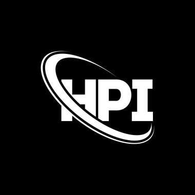 HPI logosu. HPI mektubu. HPI harf logosu tasarımı. Çember ve büyük harfli monogram logosuna bağlı HPI logosu. Teknoloji, iş ve emlak markası için HPI tipografisi.