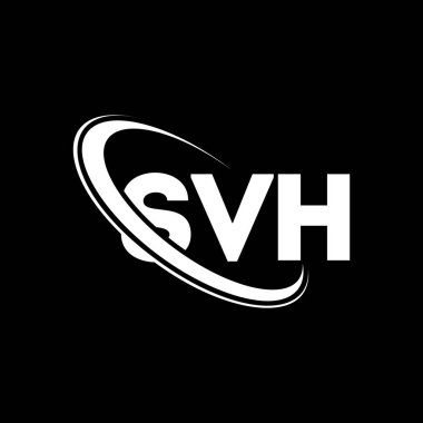 SVH logosu. SVH harfi. SVH harf logosu tasarımı. Çember ve büyük harfli monogram logosuna bağlı SVH logosu. Teknoloji, iş ve emlak markası için SVH tipografisi.